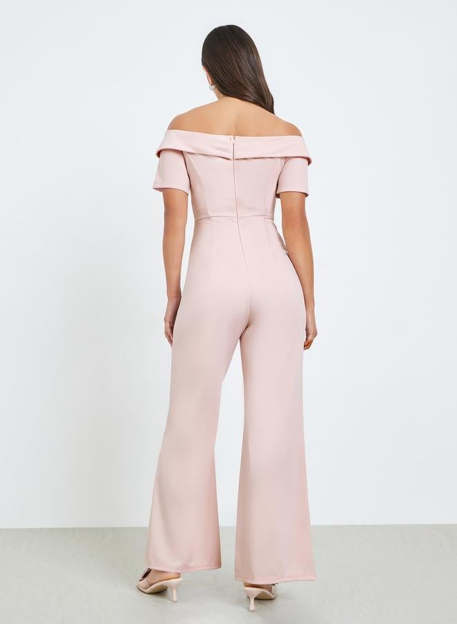 ستايلي جمبسوت مكشوف الأكتاف بتفاصيل وردة - Image 4